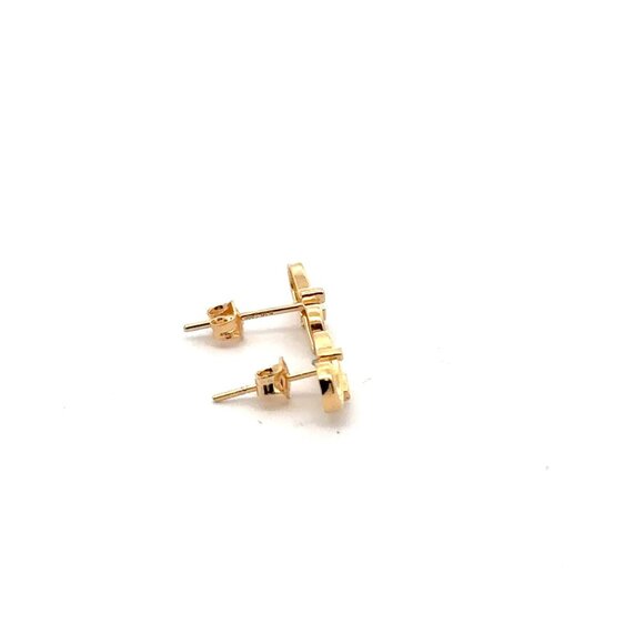 18K Gold Earrings Studs Infinity Arrow 1.42 grams - Picture 5 of 9